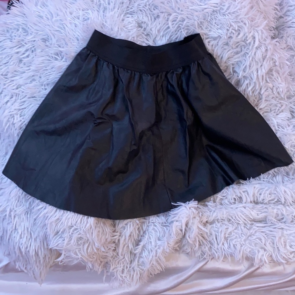 Black Faux Leather Skater Skirt